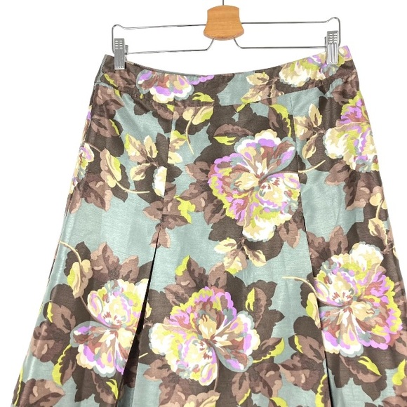 Laura Ashley Skirt Silver Grey Size 12 Floral Box Pleats A-Line Occasion Wedding - Picture 2 of 8